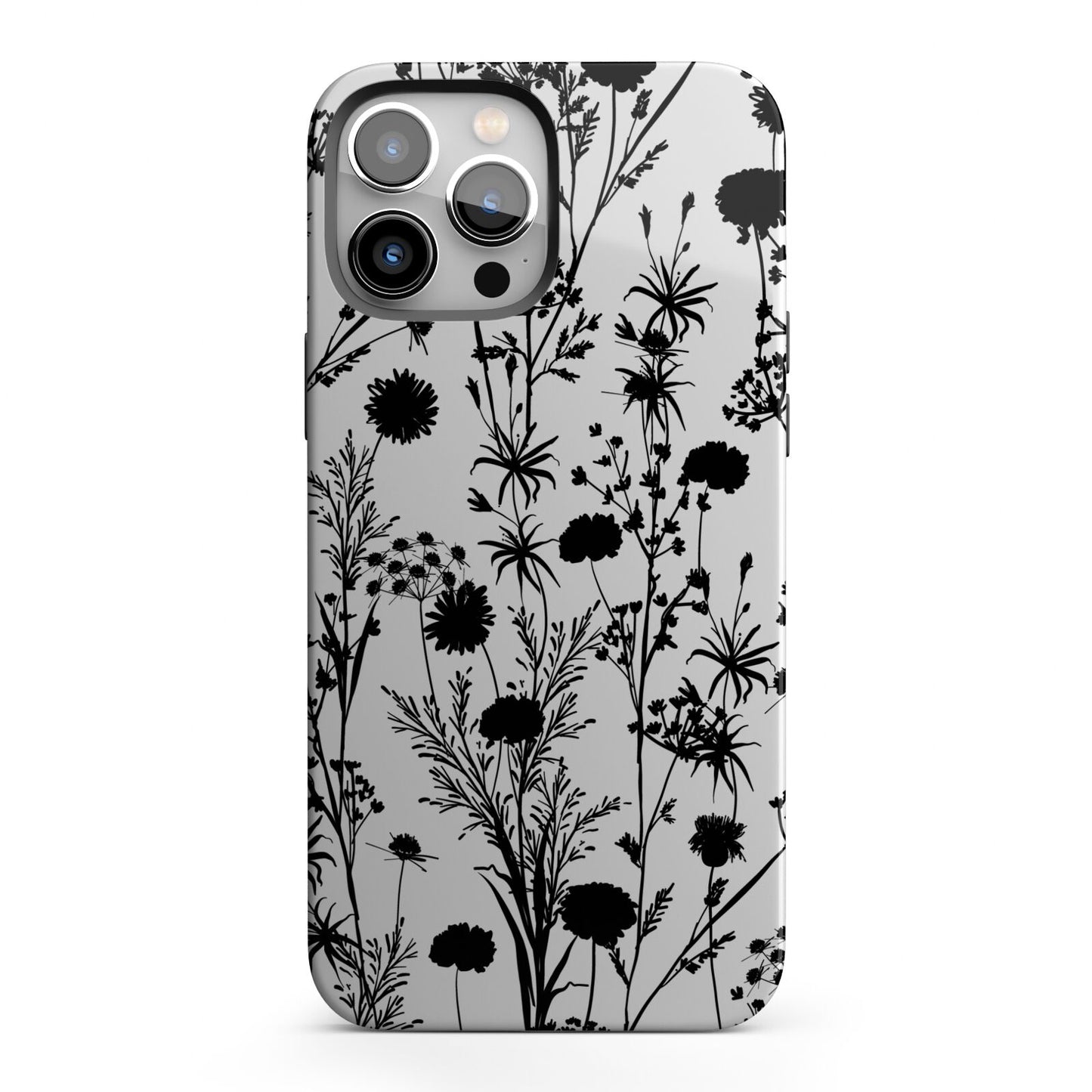 Black Floral Meadow iPhone 13 Pro Max Full Wrap 3D Tough Case