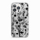 Black Floral Meadow iPhone 13 Pro TPU Impact Case with White Edges