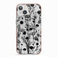 Black Floral Meadow iPhone 13 TPU Impact Case with Pink Edges