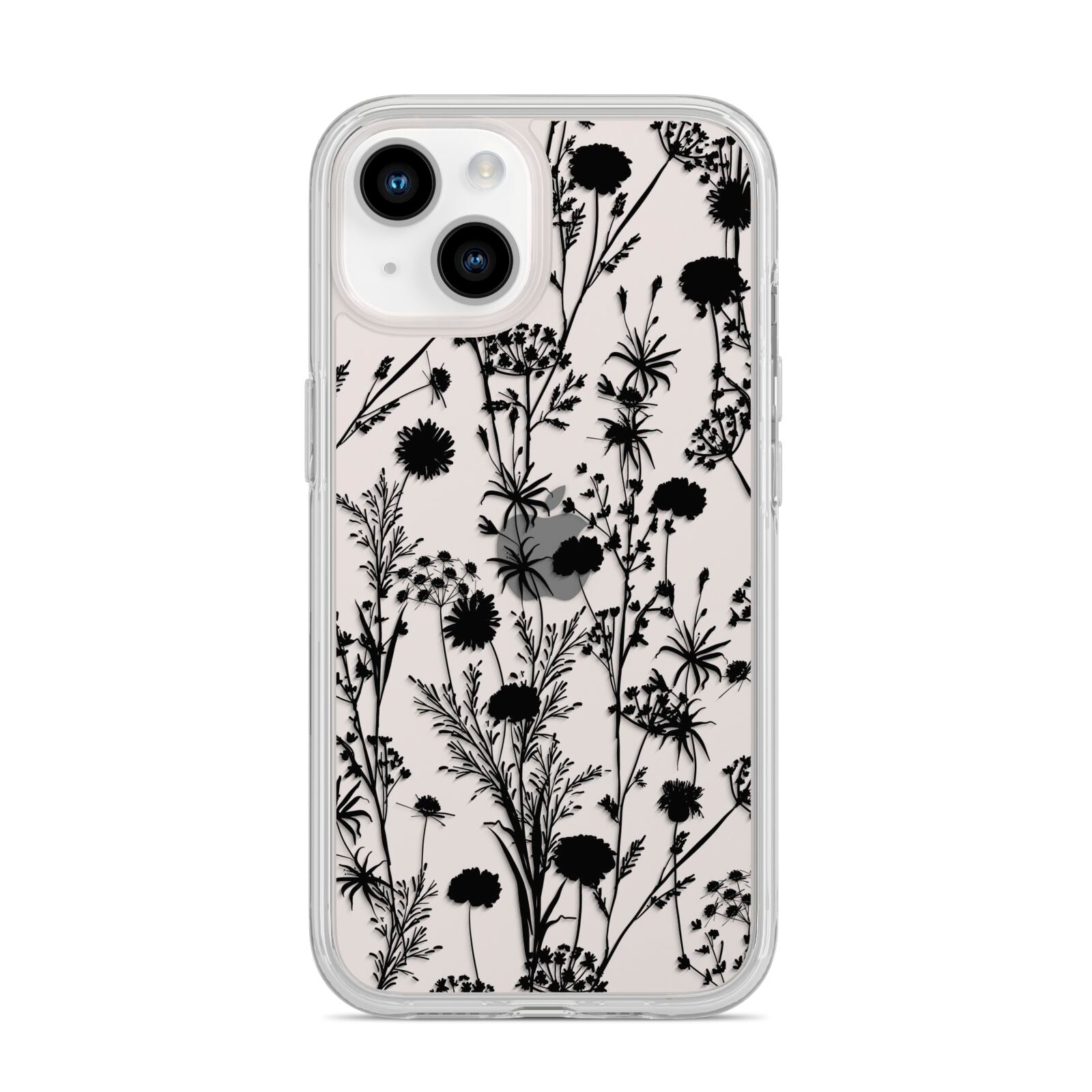 Black Floral Meadow iPhone 14 Clear Tough Case Starlight