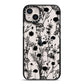 Black Floral Meadow iPhone 14 Plus Black Impact Case on Silver phone