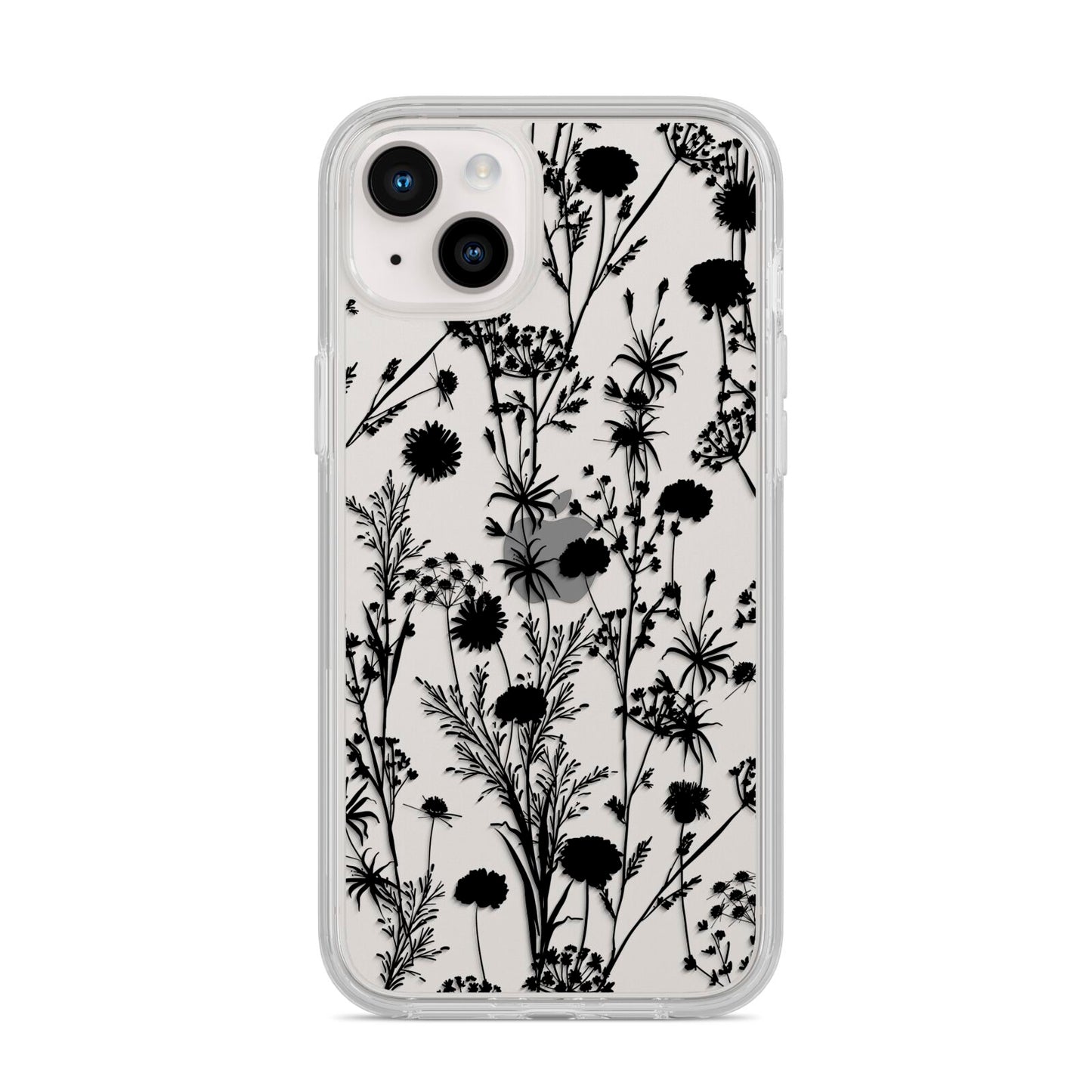 Black Floral Meadow iPhone 14 Plus Clear Tough Case Starlight