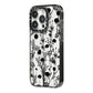 Black Floral Meadow iPhone 14 Pro Black Impact Case Side Angle on Silver phone