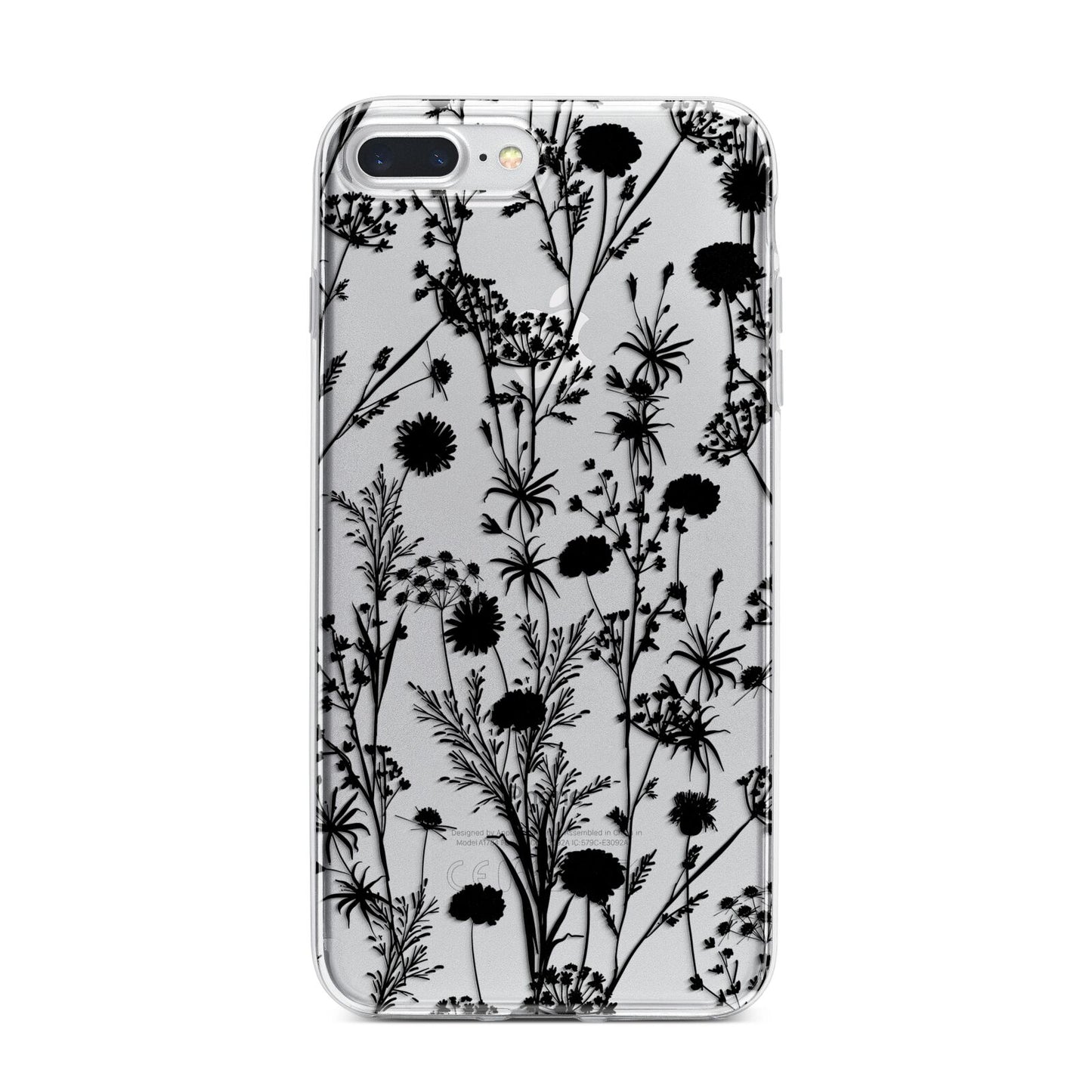 Black Floral Meadow iPhone 7 Plus Bumper Case on Silver iPhone