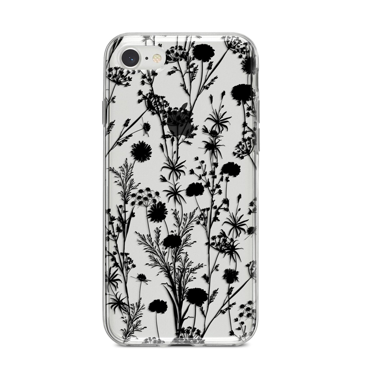 Black Floral Meadow iPhone 8 Bumper Case on Silver iPhone
