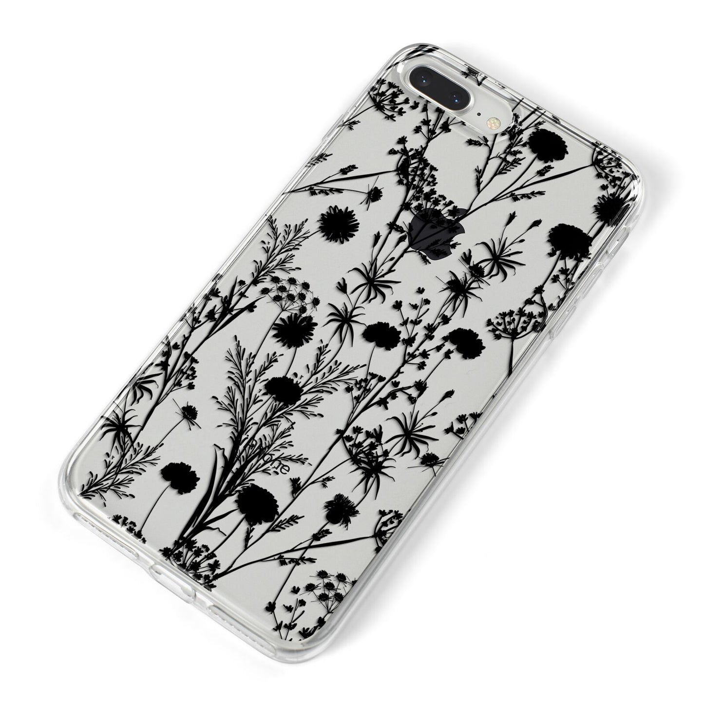 Black Floral Meadow iPhone 8 Plus Bumper Case on Silver iPhone Alternative Image