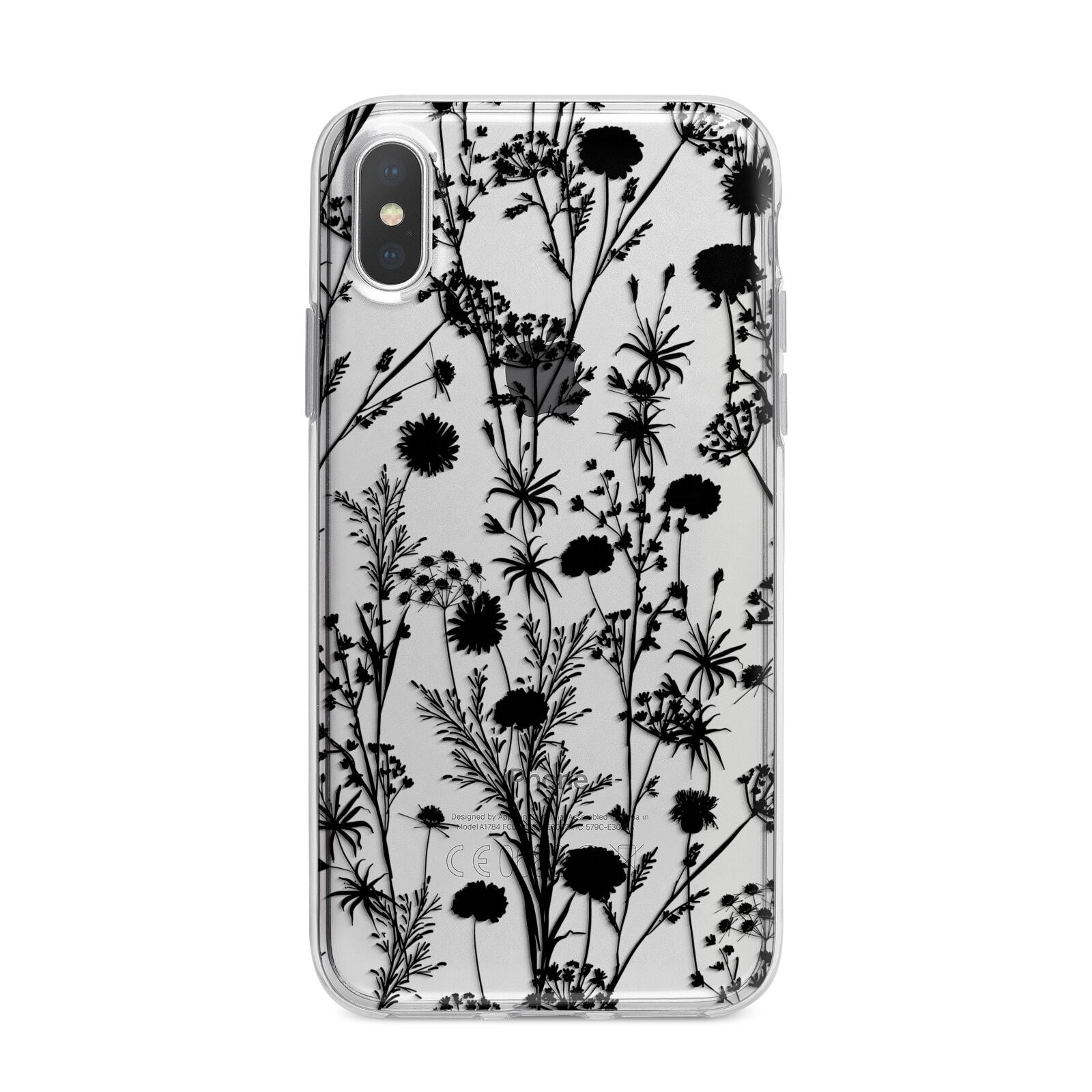 Black Floral Meadow iPhone X Bumper Case on Silver iPhone Alternative Image 1