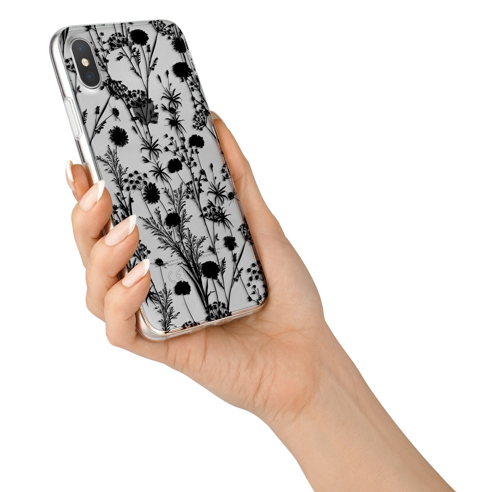 Black Floral Meadow iPhone X Bumper Case on Silver iPhone Alternative Image 2