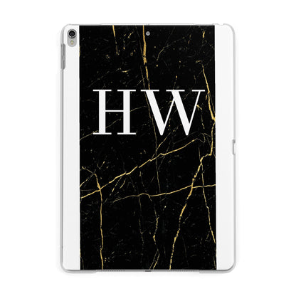 Black Gold Marble Effect Initials Personalised Apple iPad Silver Case