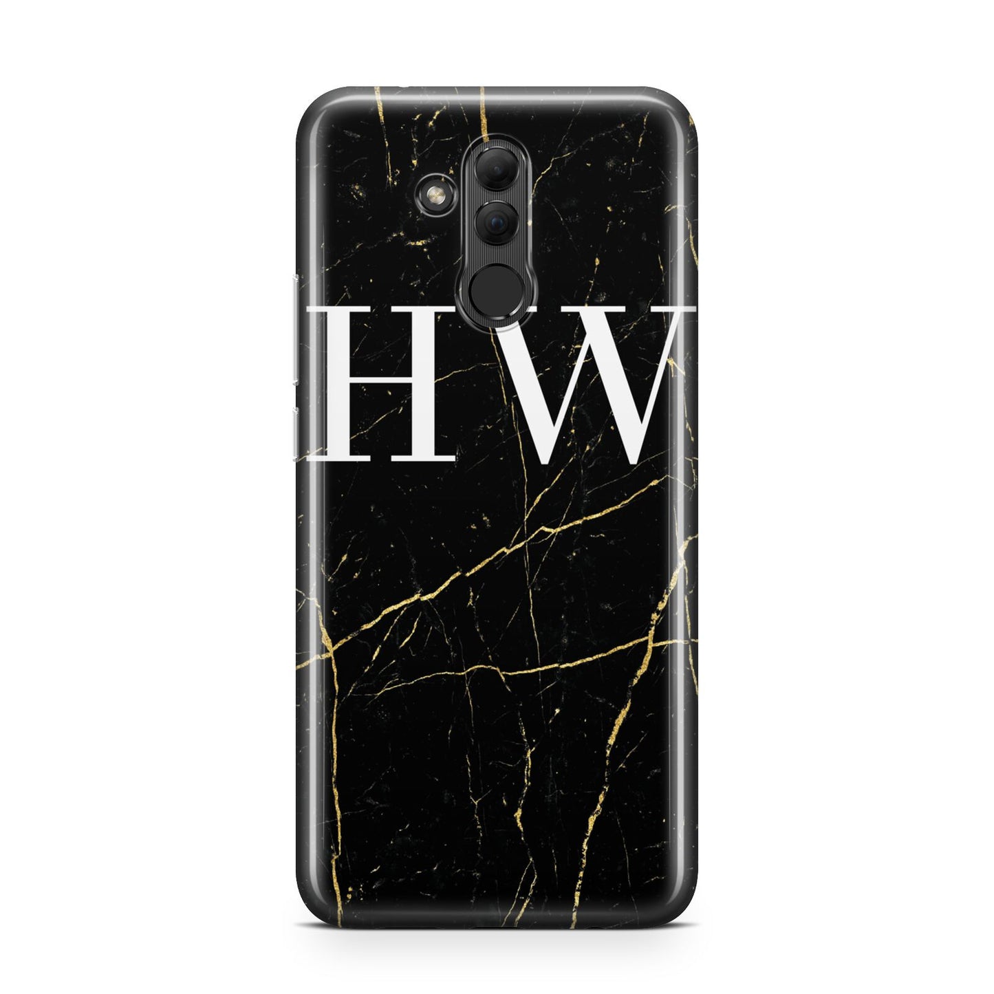 Black Gold Marble Effect Initials Personalised Huawei Mate 20 Lite