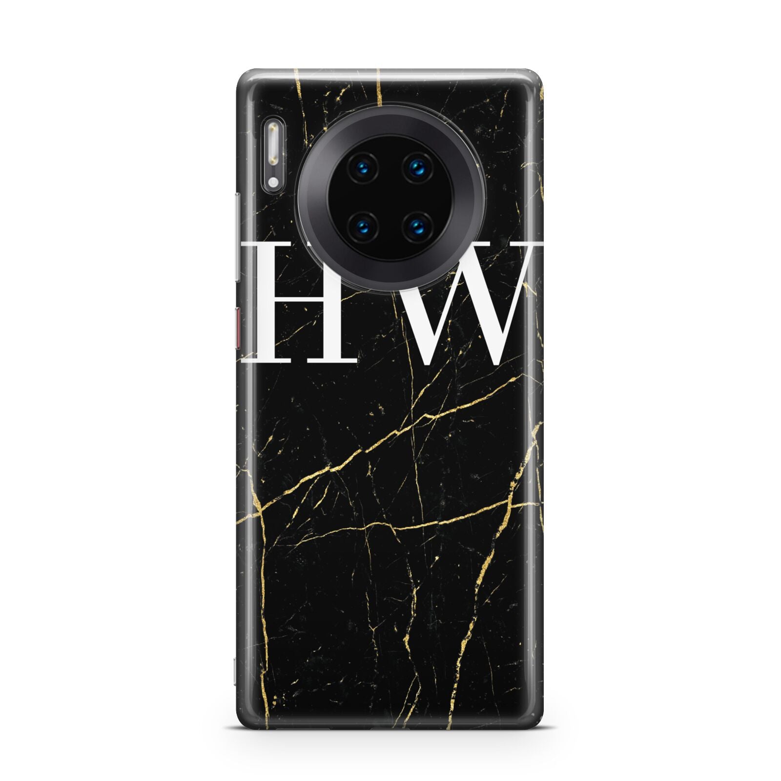 Black Gold Marble Effect Initials Personalised Huawei Mate 30 Pro Phone Case