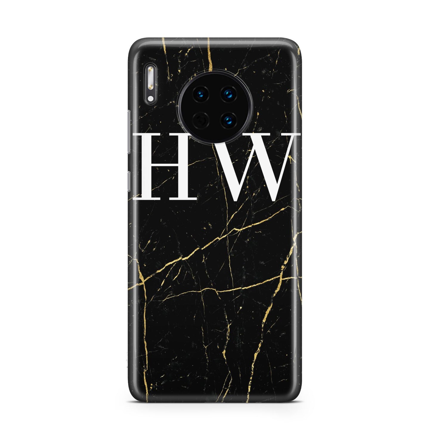 Black Gold Marble Effect Initials Personalised Huawei Mate 30