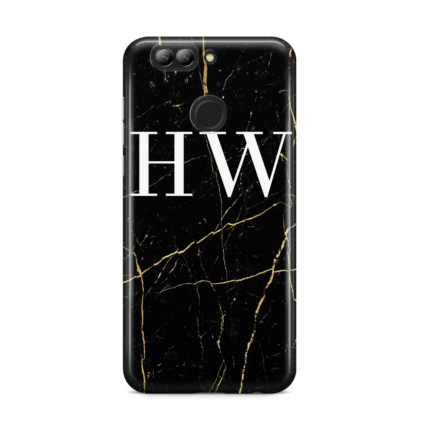 Black Gold Marble Effect Initials Personalised Huawei Nova 2s Phone Case