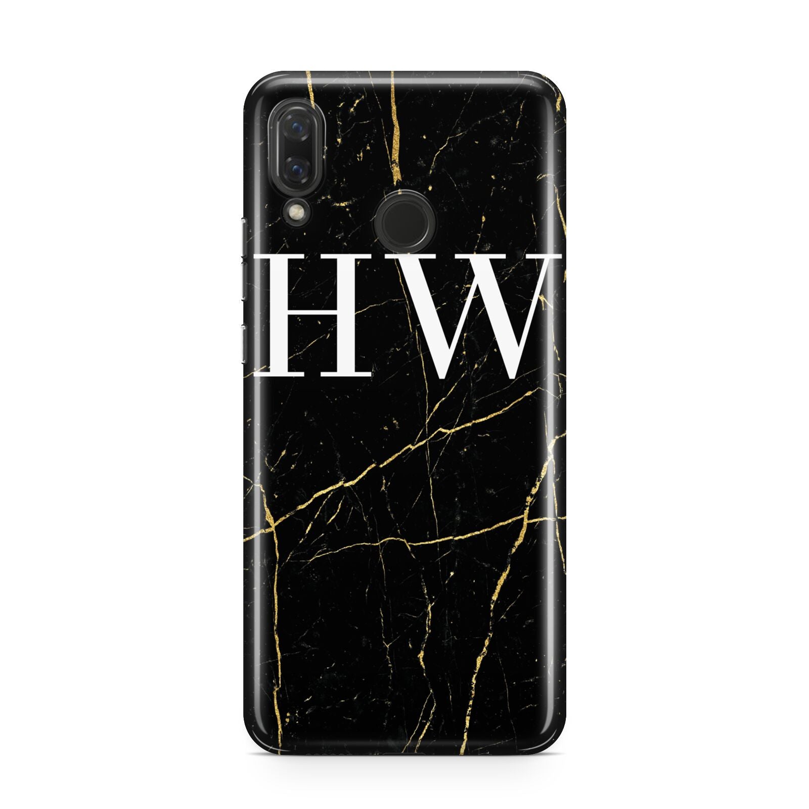 Black Gold Marble Effect Initials Personalised Huawei Nova 3 Phone Case