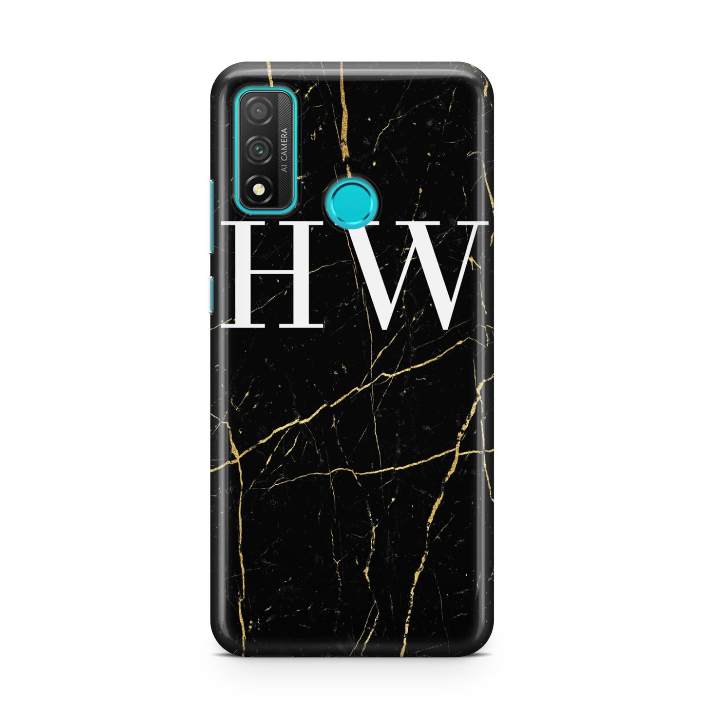 Black Gold Marble Effect Initials Personalised Huawei P Smart 2020
