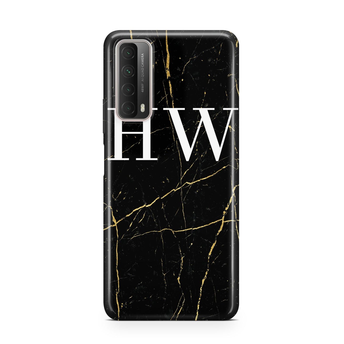 Black Gold Marble Effect Initials Personalised Huawei P Smart 2021