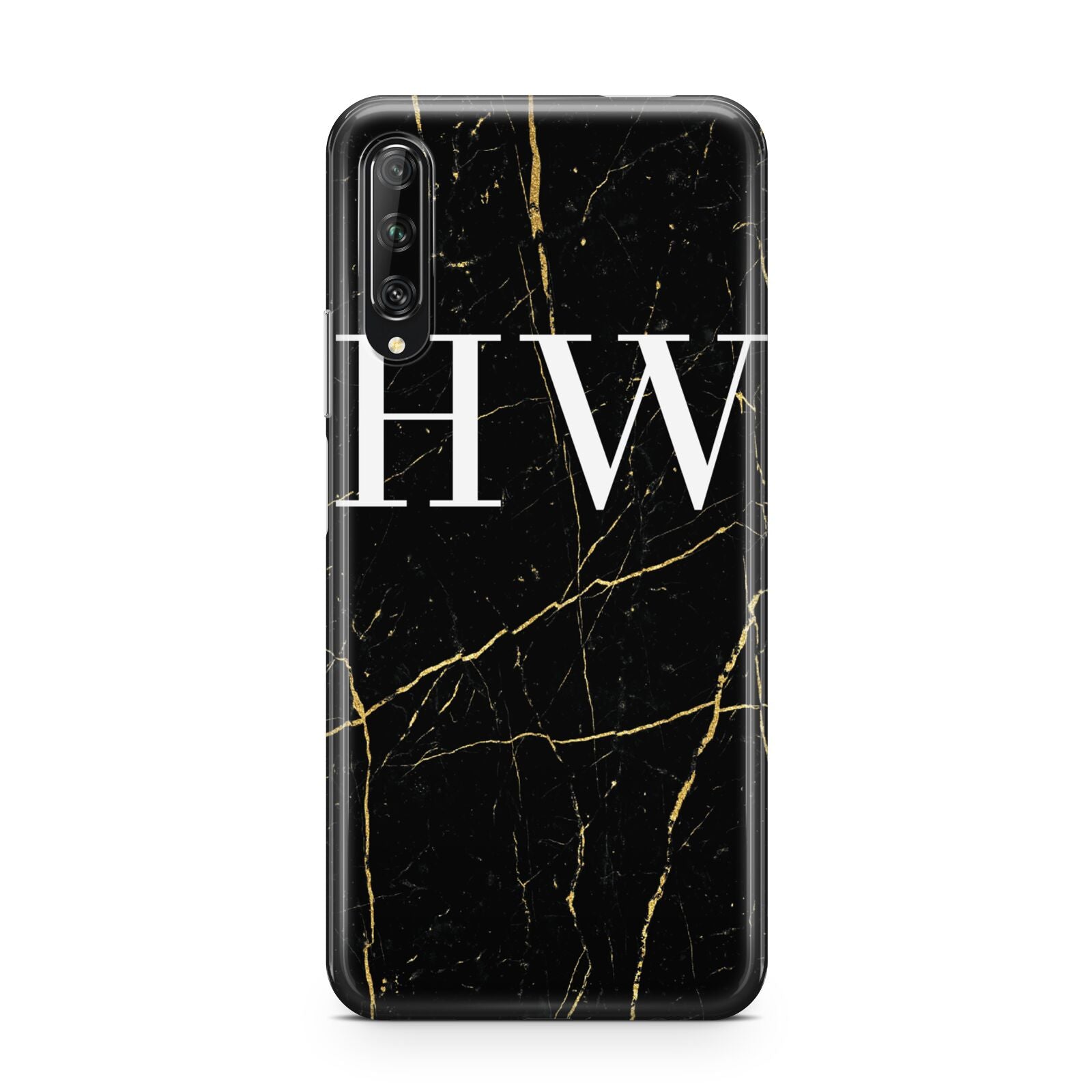Black Gold Marble Effect Initials Personalised Huawei P Smart Pro 2019