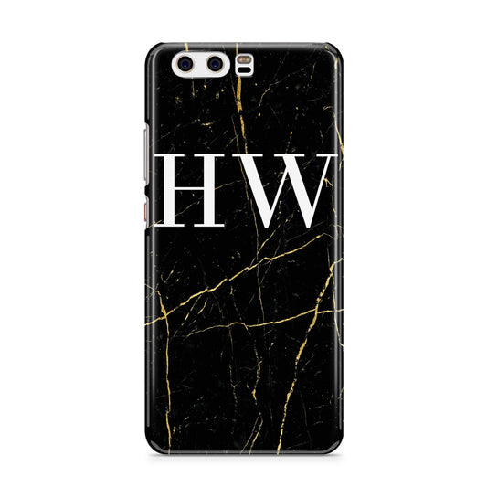 Black Gold Marble Effect Initials Personalised Huawei P10 Phone Case