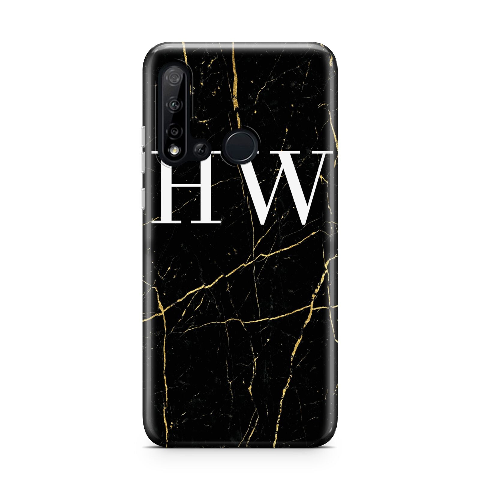Black Gold Marble Effect Initials Personalised Huawei P20 Lite 5G Phone Case