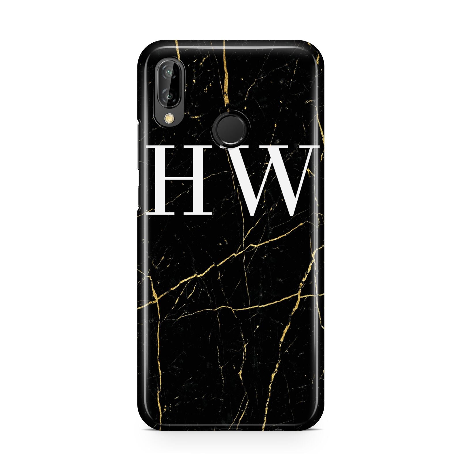 Black Gold Marble Effect Initials Personalised Huawei P20 Lite Phone Case