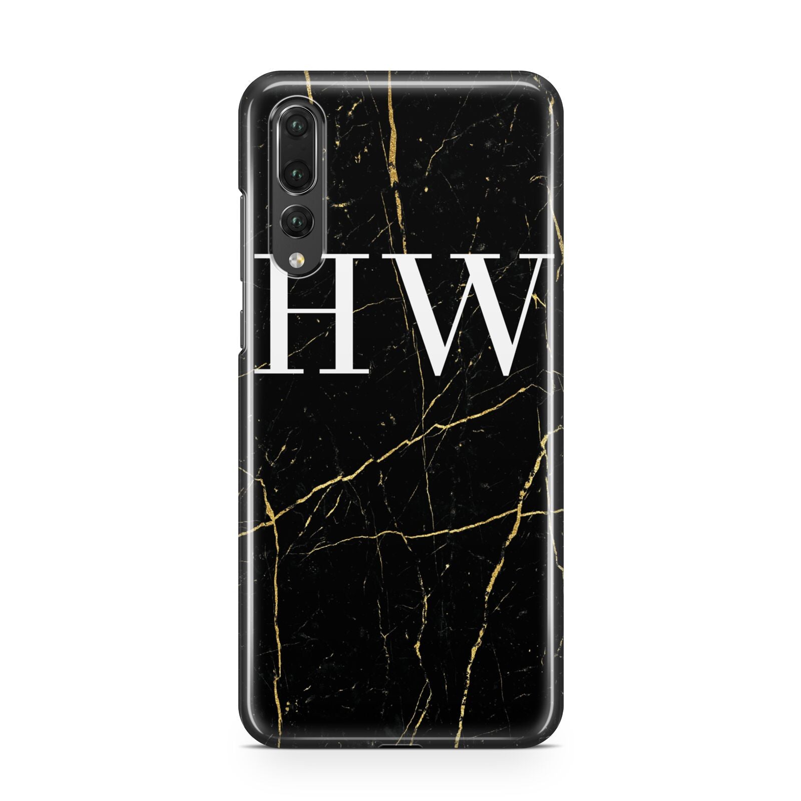 Black Gold Marble Effect Initials Personalised Huawei P20 Pro Phone Case