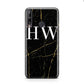 Black Gold Marble Effect Initials Personalised Huawei P40 Lite E Phone Case