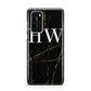 Black Gold Marble Effect Initials Personalised Huawei P40 Phone Case