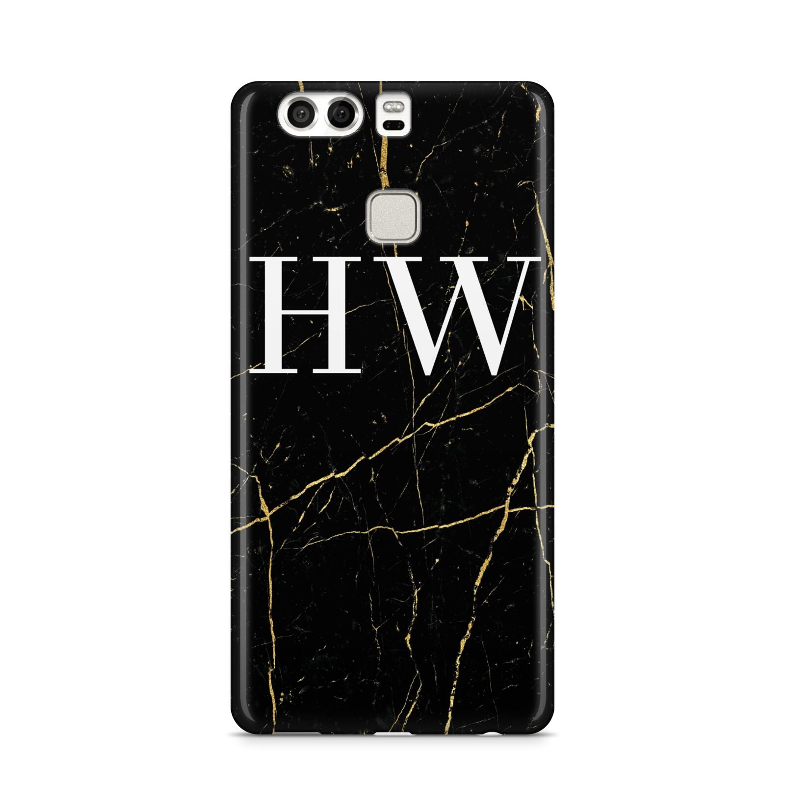 Black Gold Marble Effect Initials Personalised Huawei P9 Case