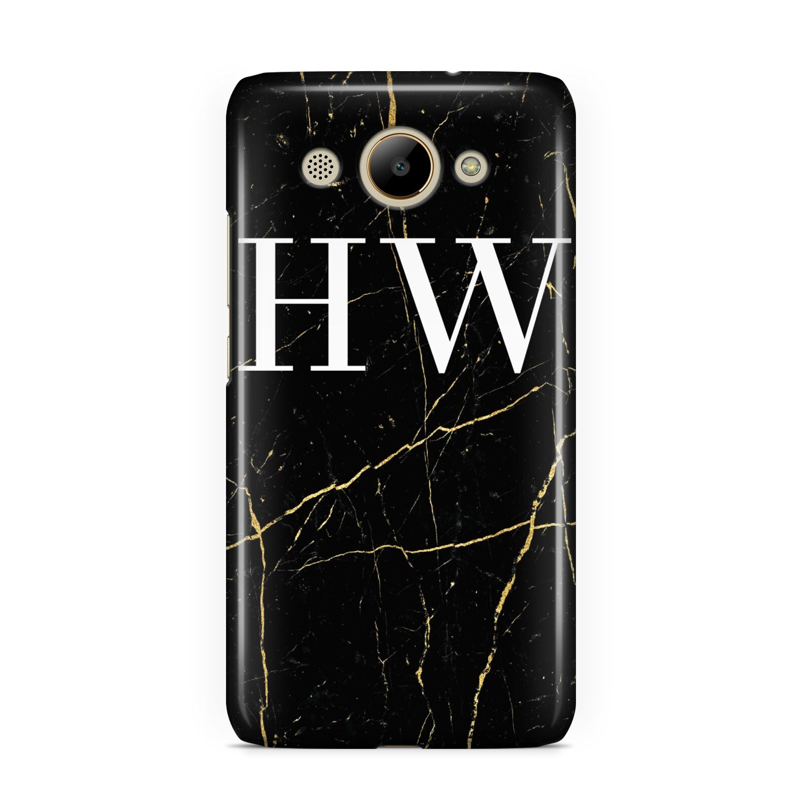 Black Gold Marble Effect Initials Personalised Huawei Y3 2017