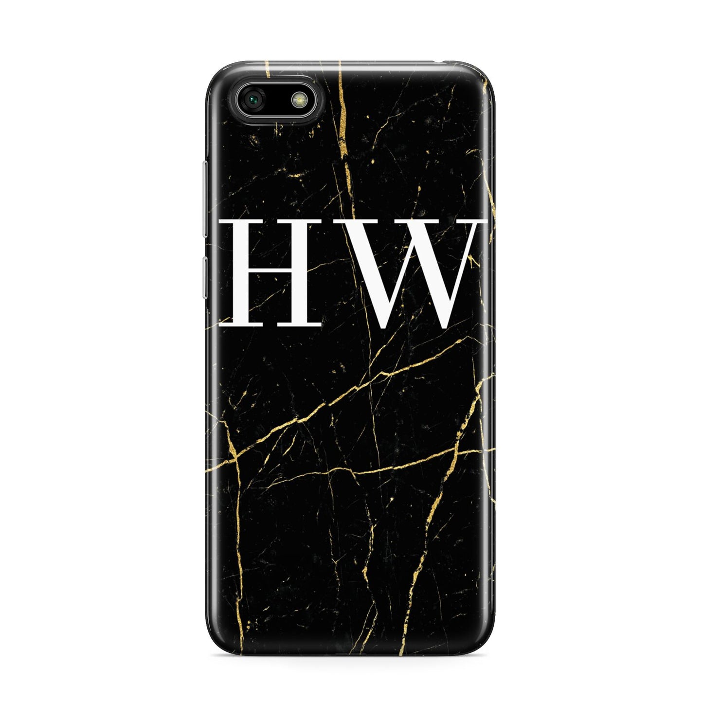Black Gold Marble Effect Initials Personalised Huawei Y5 Prime 2018 Phone Case