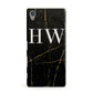 Black Gold Marble Effect Initials Personalised Sony Xperia Case