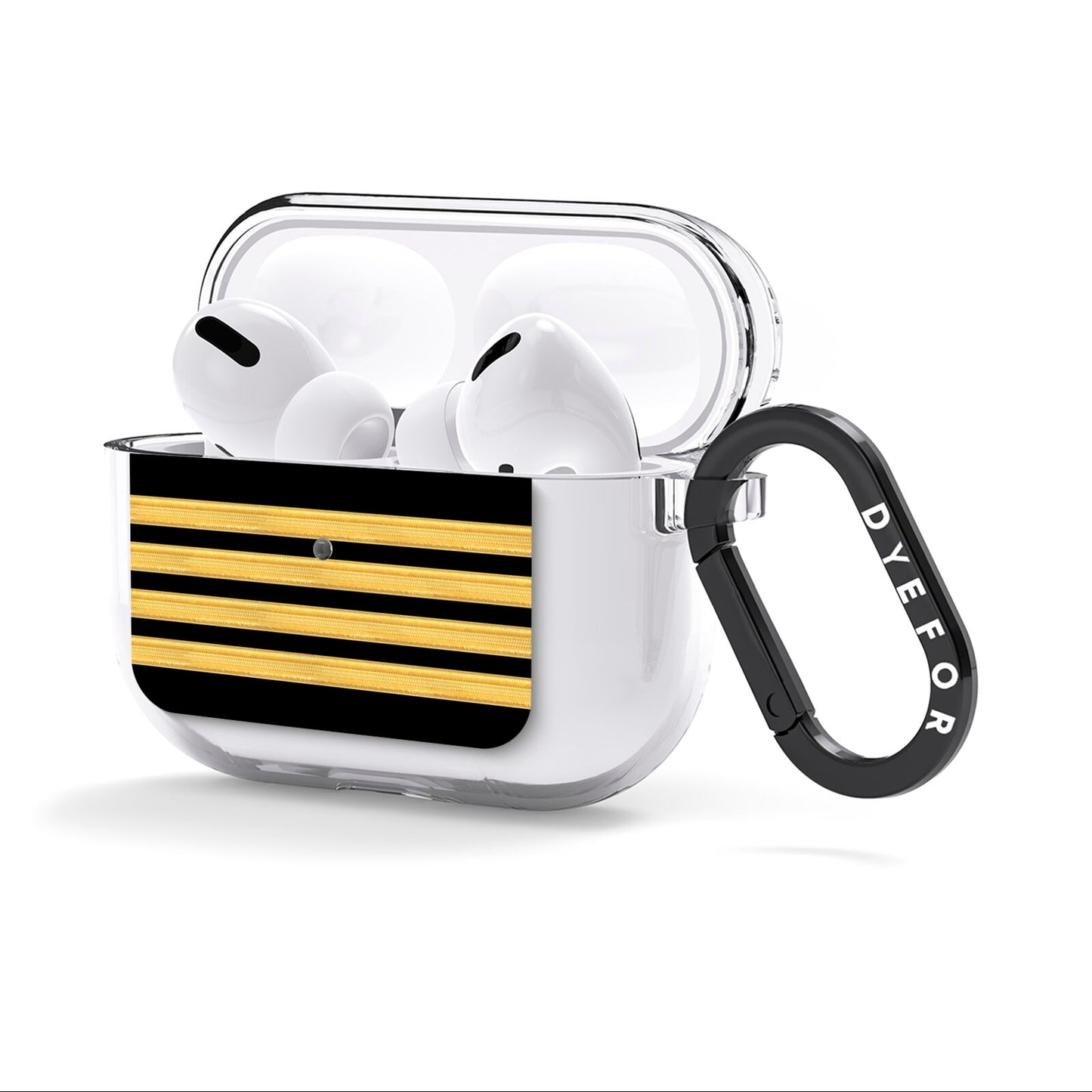 Black Gold Pilot Stripes AirPods Clear Case 3rd Gen Side Image