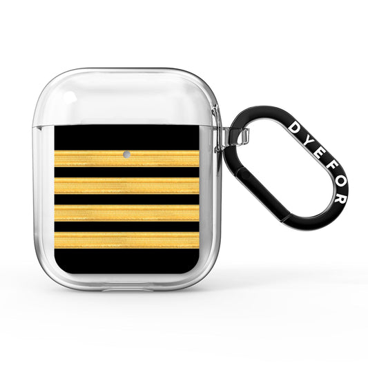 Black Gold Pilot Stripes AirPods Clear Case