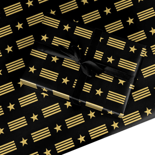 Black Gold Pilot Stripes Custom Wrapping Paper
