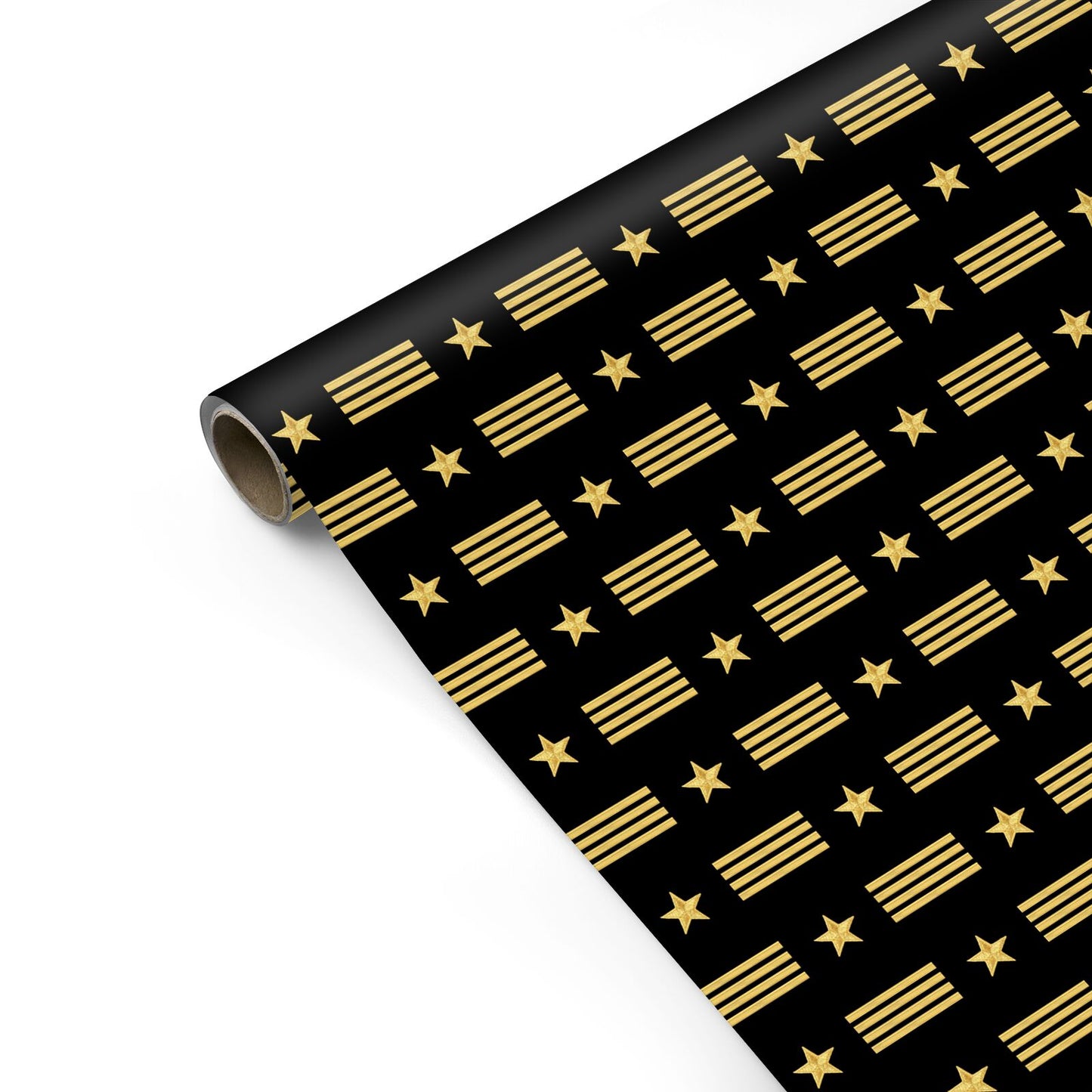 Black Gold Pilot Stripes Personalised Gift Wrap