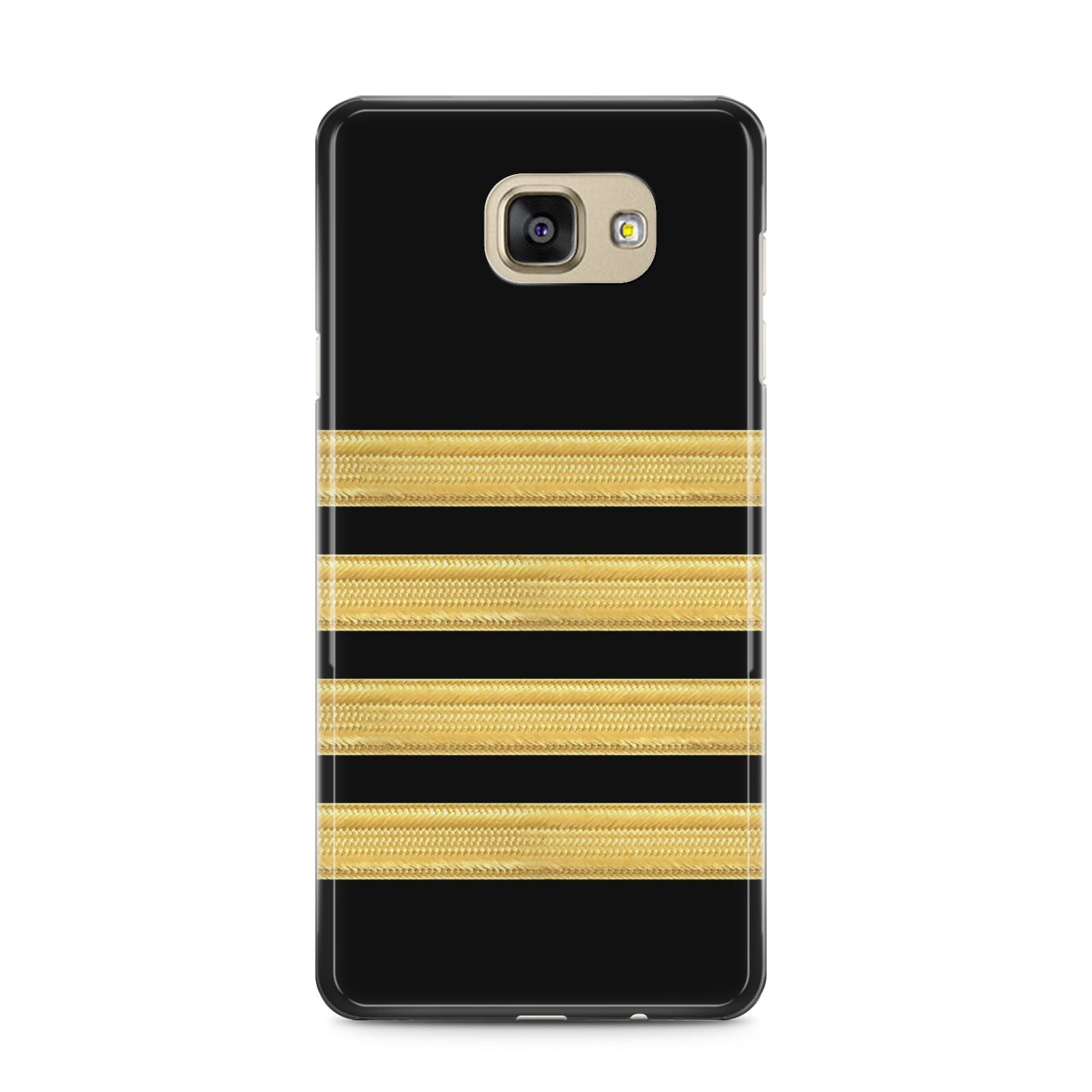 Black Gold Pilot Stripes Samsung Galaxy A5 2016 Case on gold phone