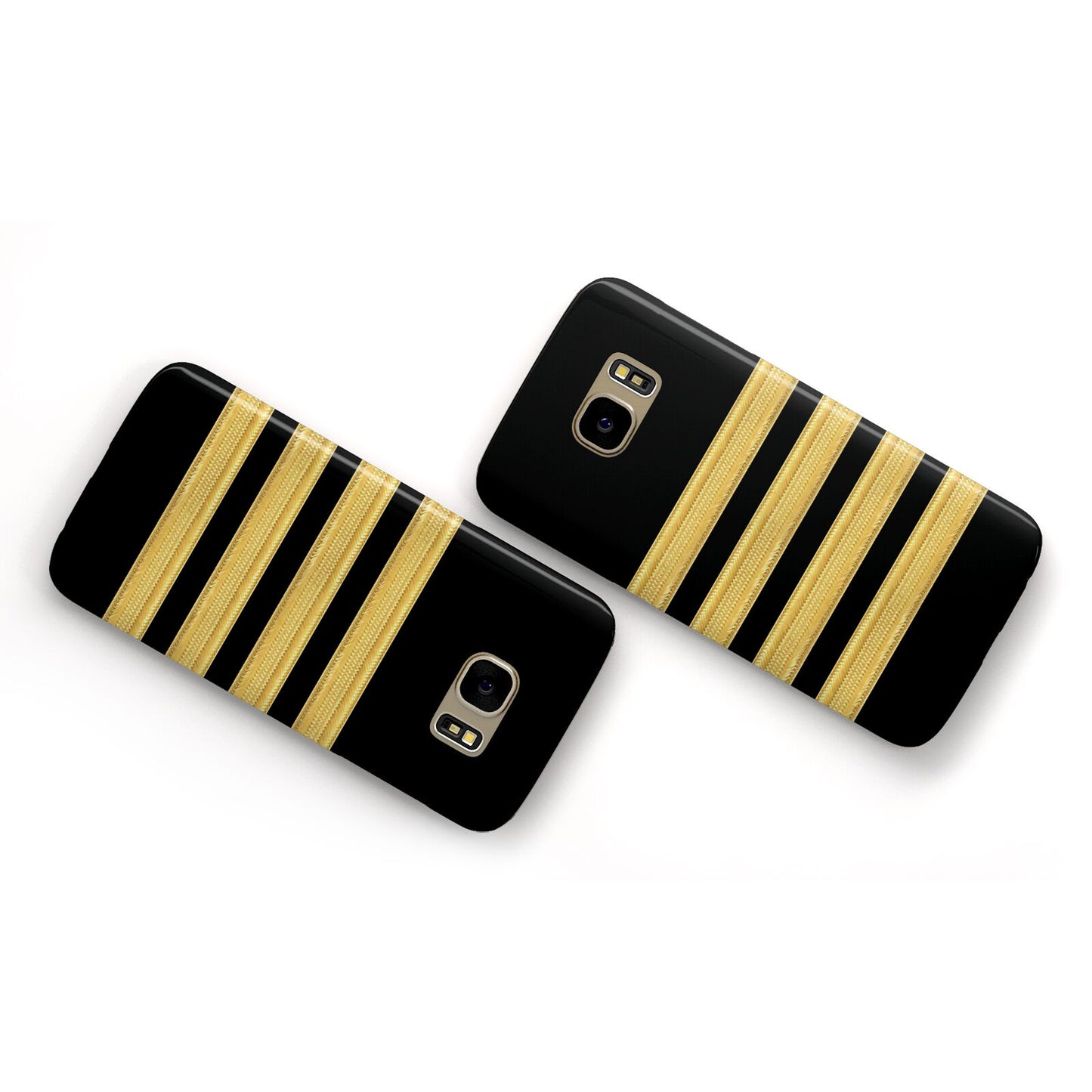 Black Gold Pilot Stripes Samsung Galaxy Case Flat Overview