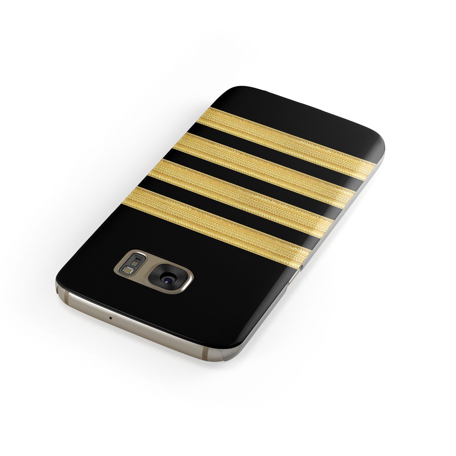 Black Gold Pilot Stripes Samsung Galaxy Case Front Close Up