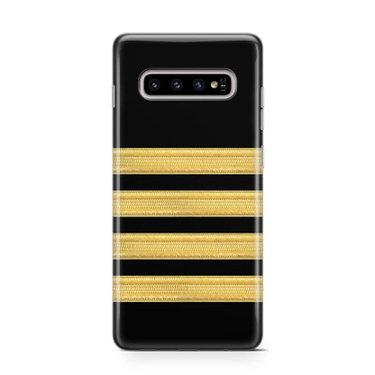 Black Gold Pilot Stripes Samsung Galaxy S10 Case