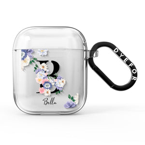 Black Initial Floral AirPods Case