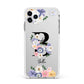 Black Initial Floral Apple iPhone 11 Pro Max in Silver with White Impact Case