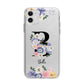 Black Initial Floral Apple iPhone 11 in White with Bumper Case