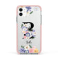 Black Initial Floral Apple iPhone 11 in White with Pink Impact Case