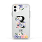 Black Initial Floral Apple iPhone 11 in White with White Impact Case