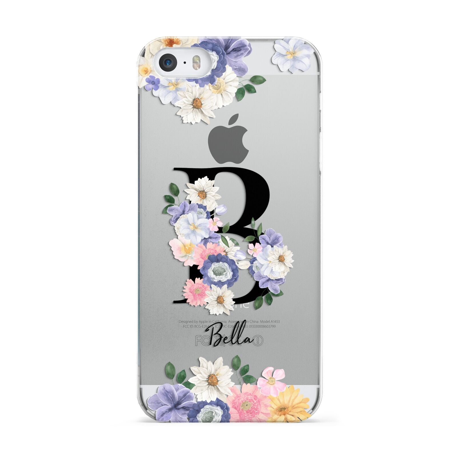 Black Initial Floral Apple iPhone 5 Case