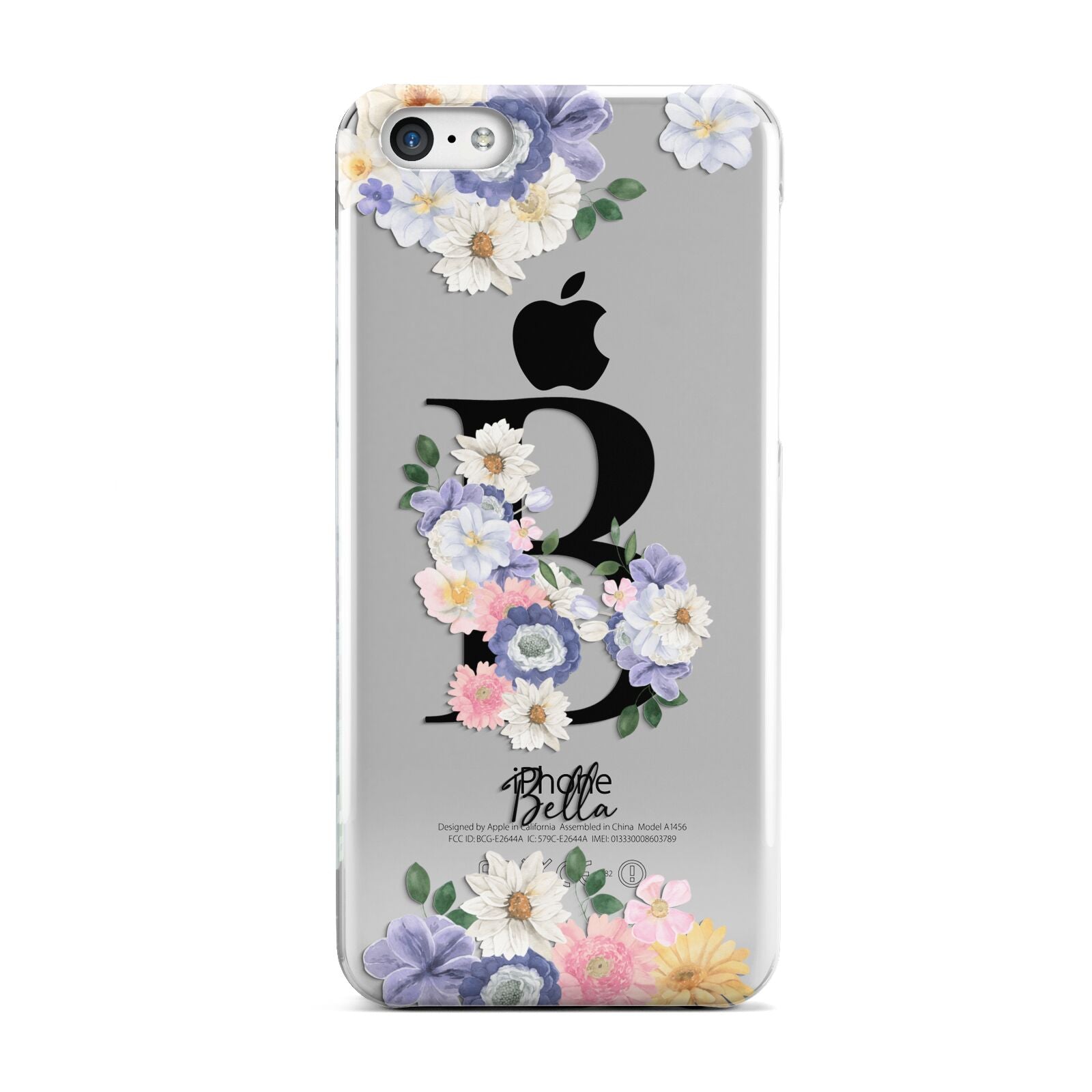 Black Initial Floral Apple iPhone 5c Case