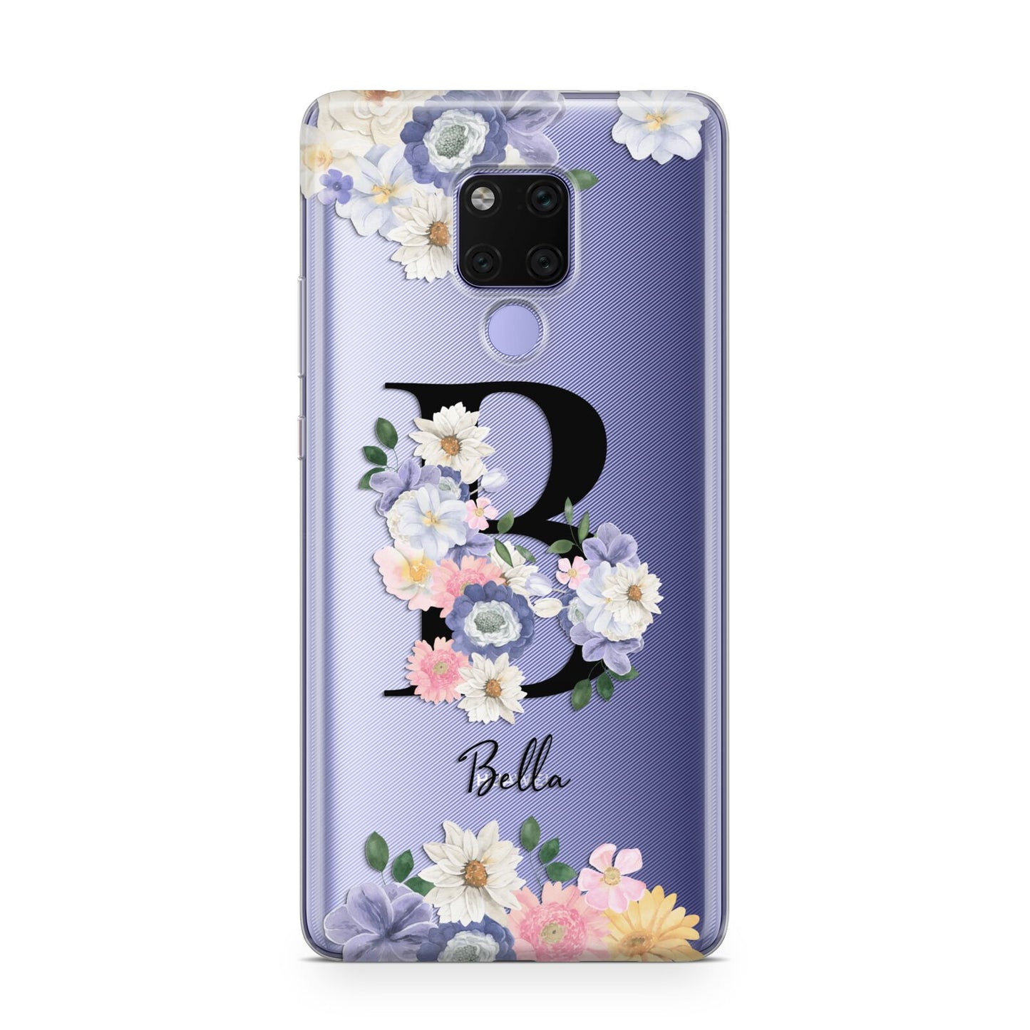 Black Initial Floral Huawei Mate 20X Phone Case