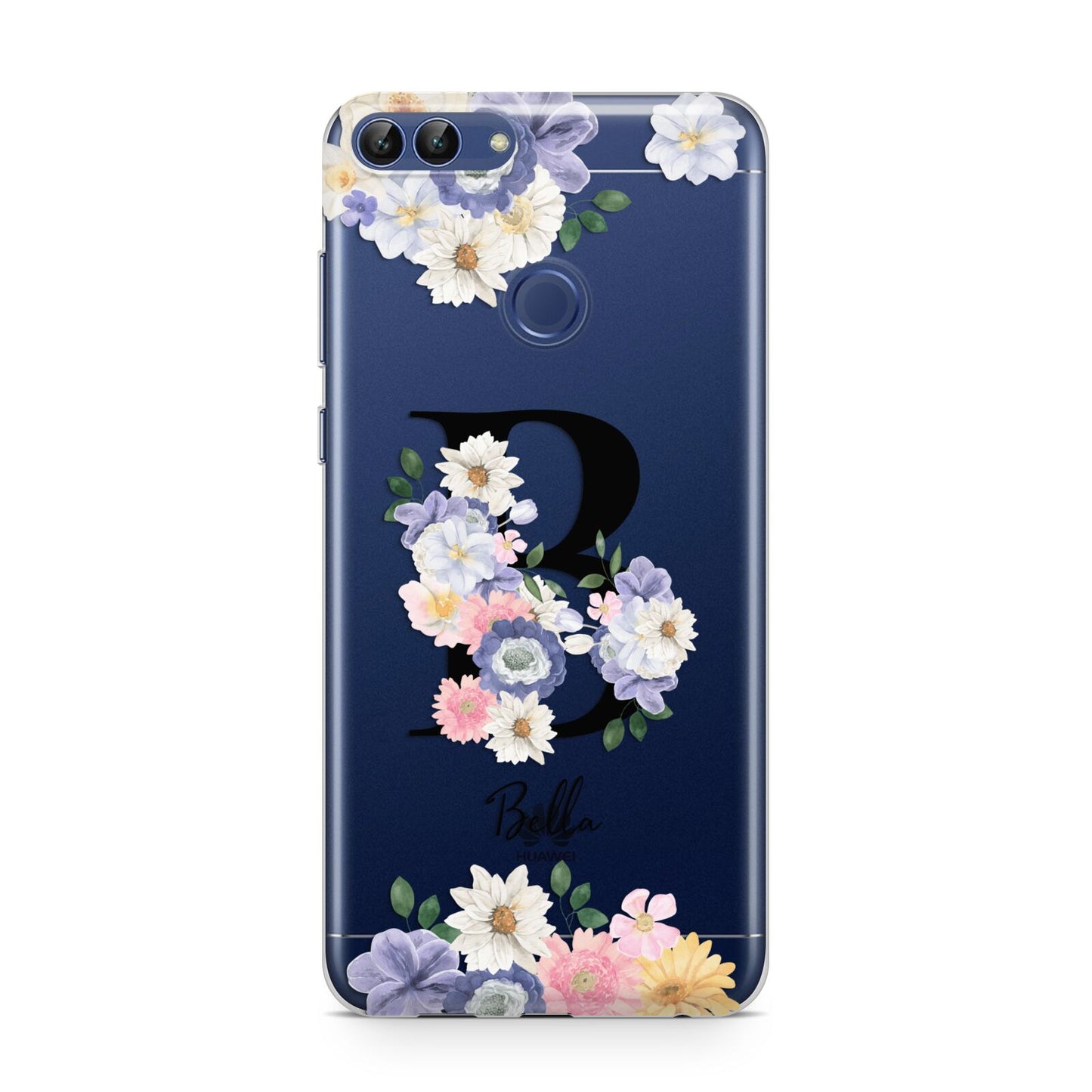 Black Initial Floral Huawei P Smart Case