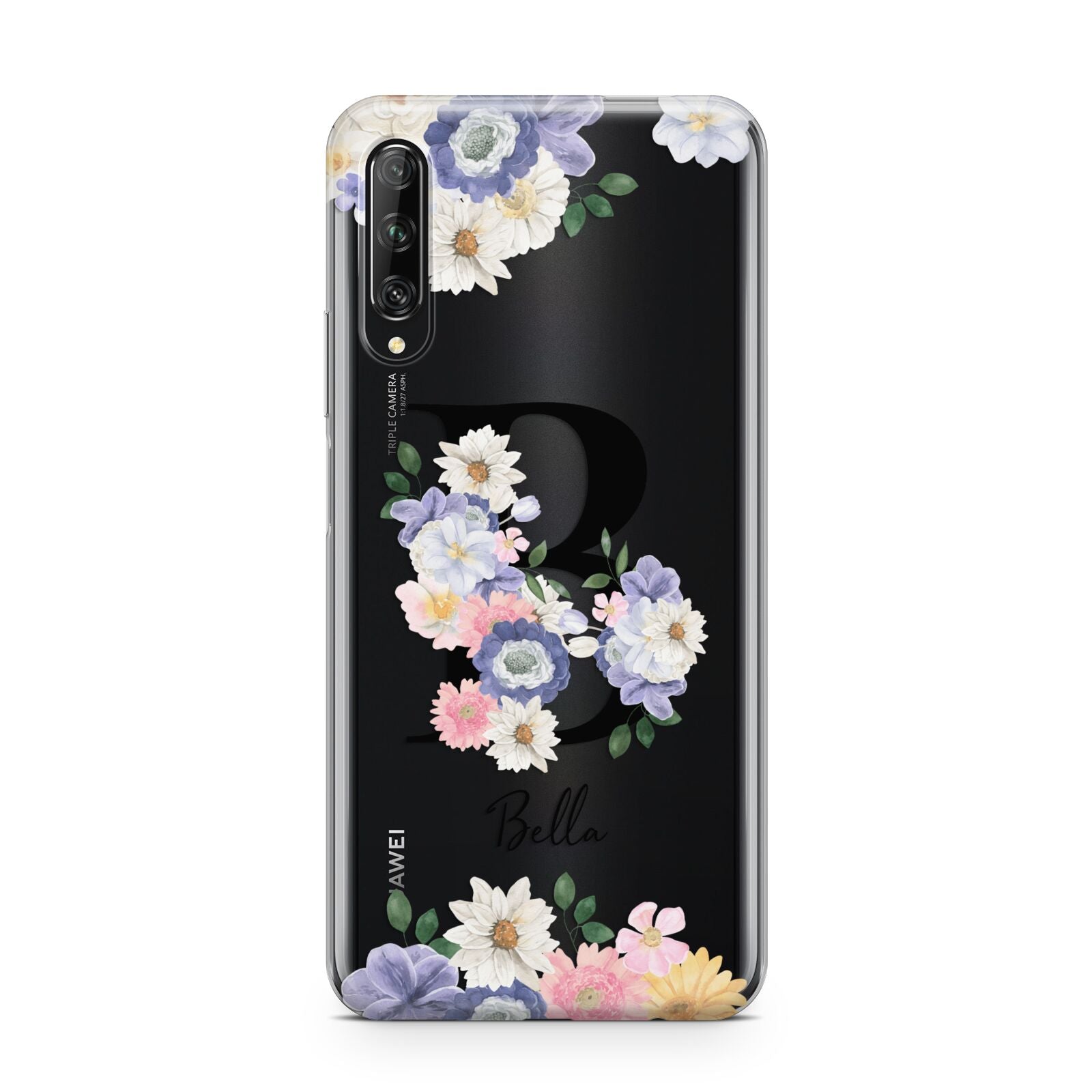 Black Initial Floral Huawei P Smart Pro 2019