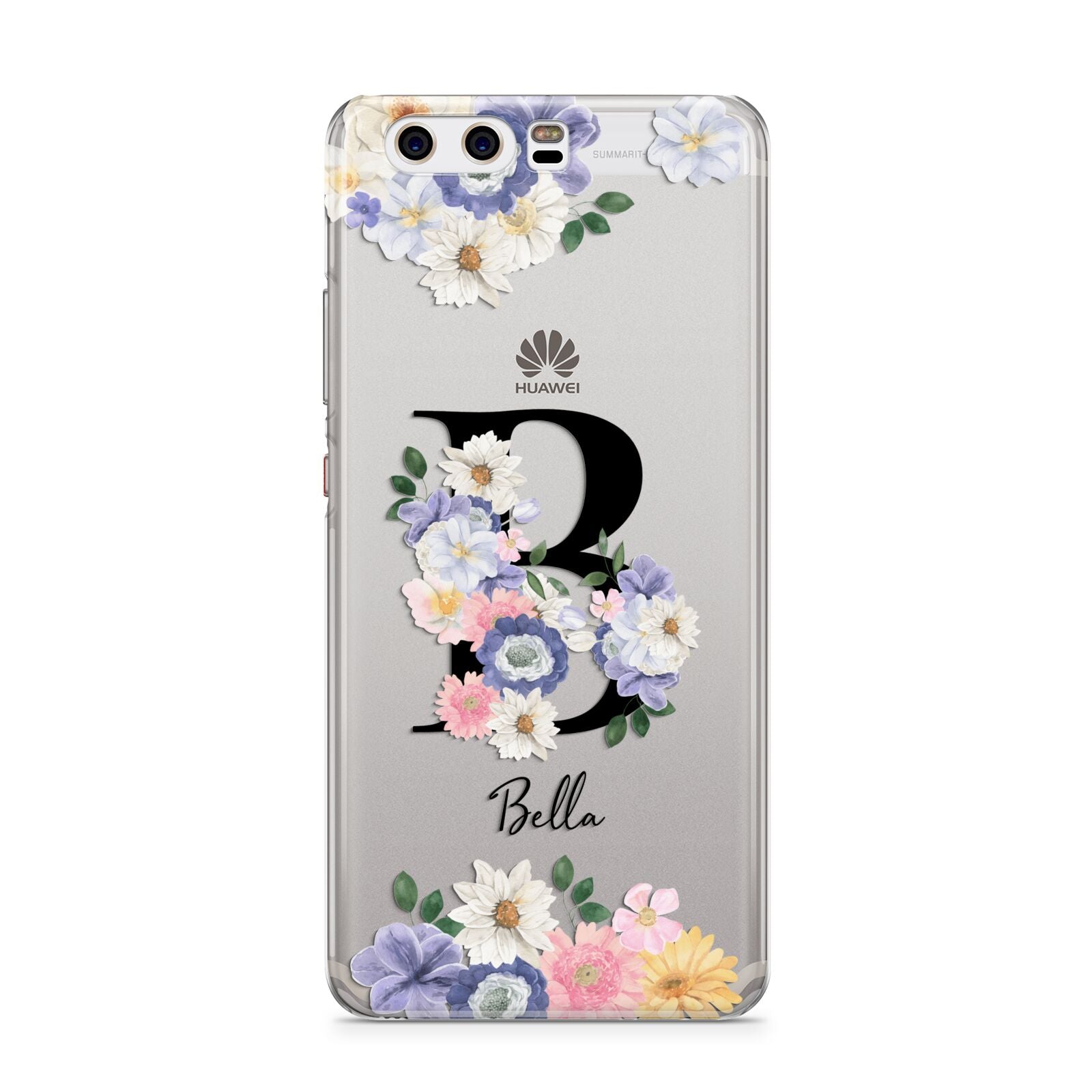 Black Initial Floral Huawei P10 Phone Case